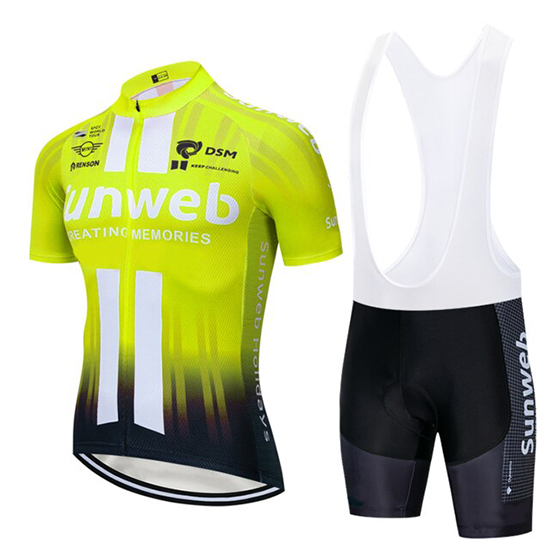 2019 Maillot Sunweb Tirantes Mangas Cortas Amarillo Blanco